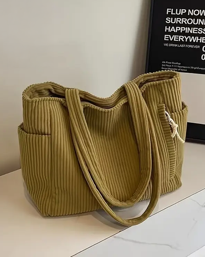 Aurélia™ – Stijlvolle ribstof totebag met speels koordaccent