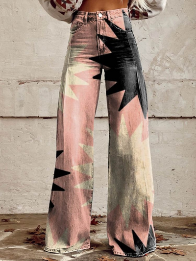 CZARINA - WIJDE BROEK MET GEOMETRISCH MOTIEF
